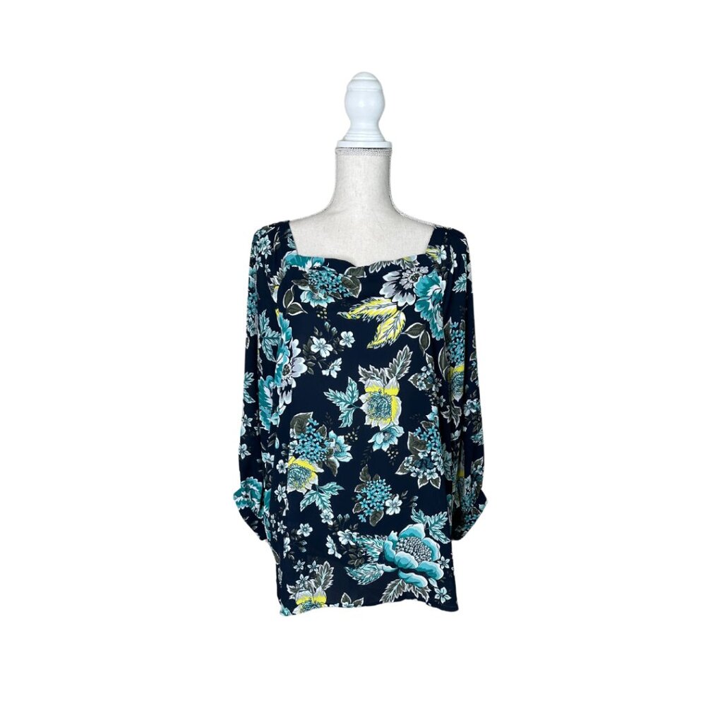 Navy Blue Loft Outlet Floral Blouse Size XL